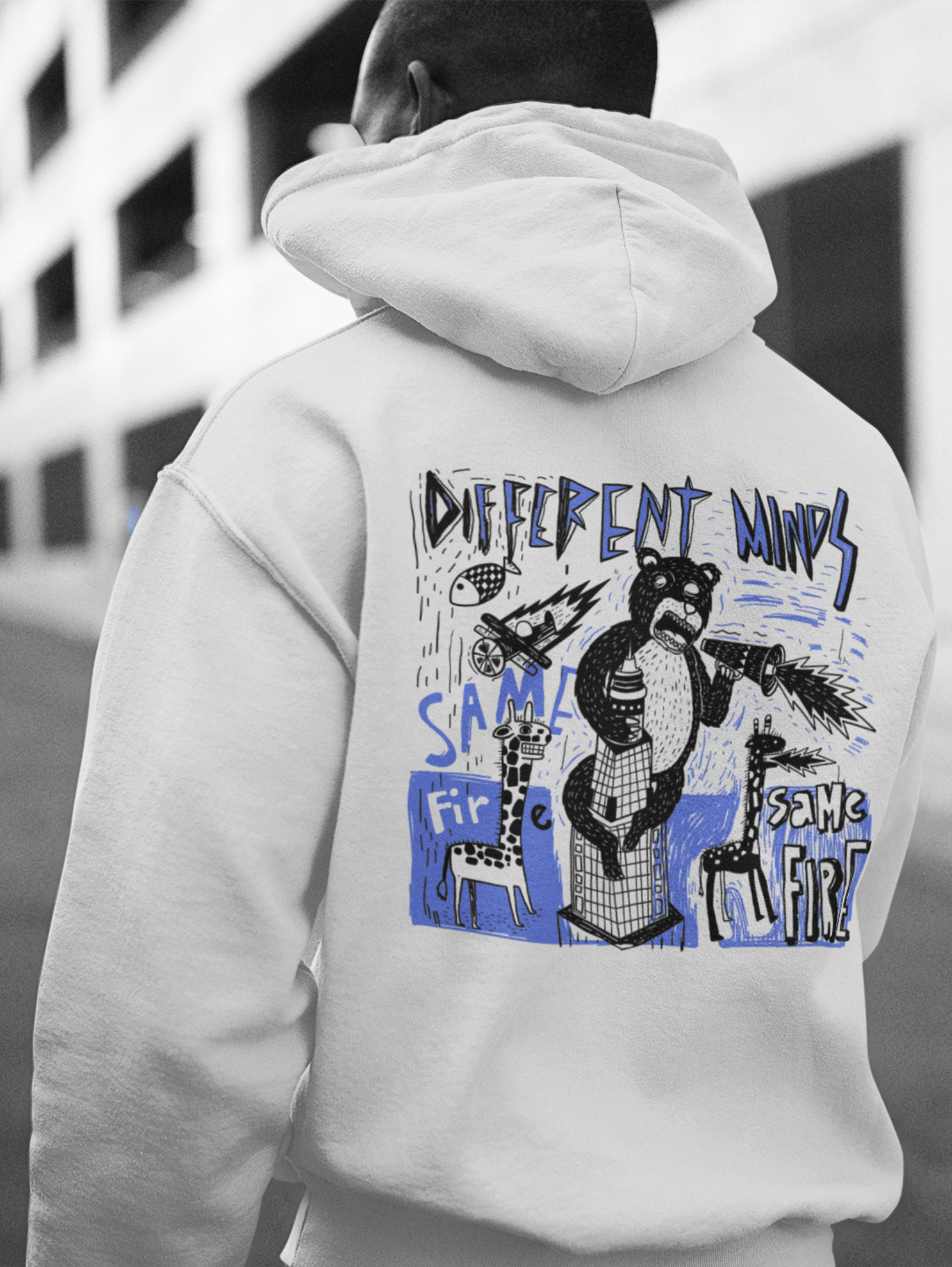 Navy Blue White Eye Hood