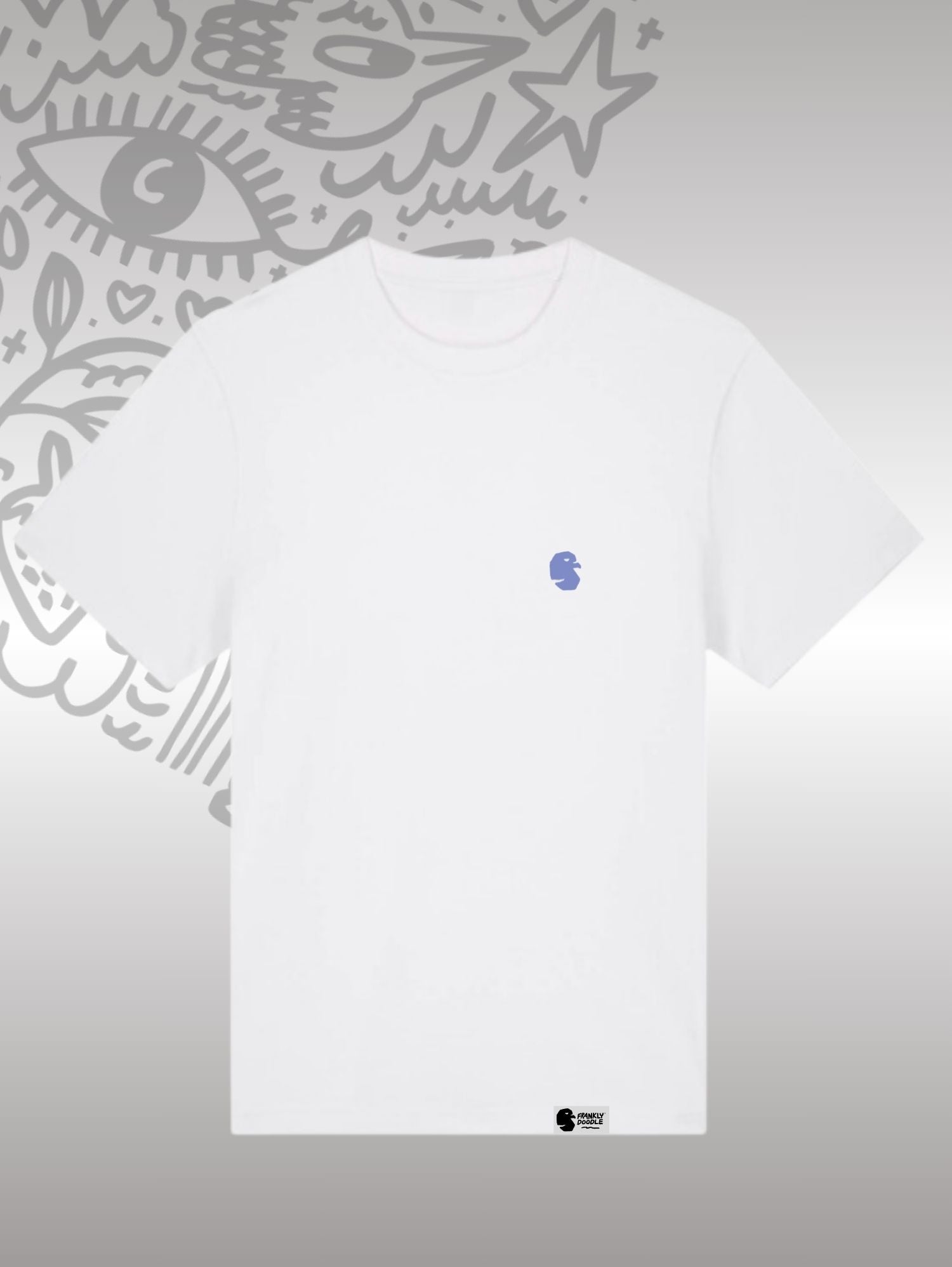 Tee White Purple Blue Doodle