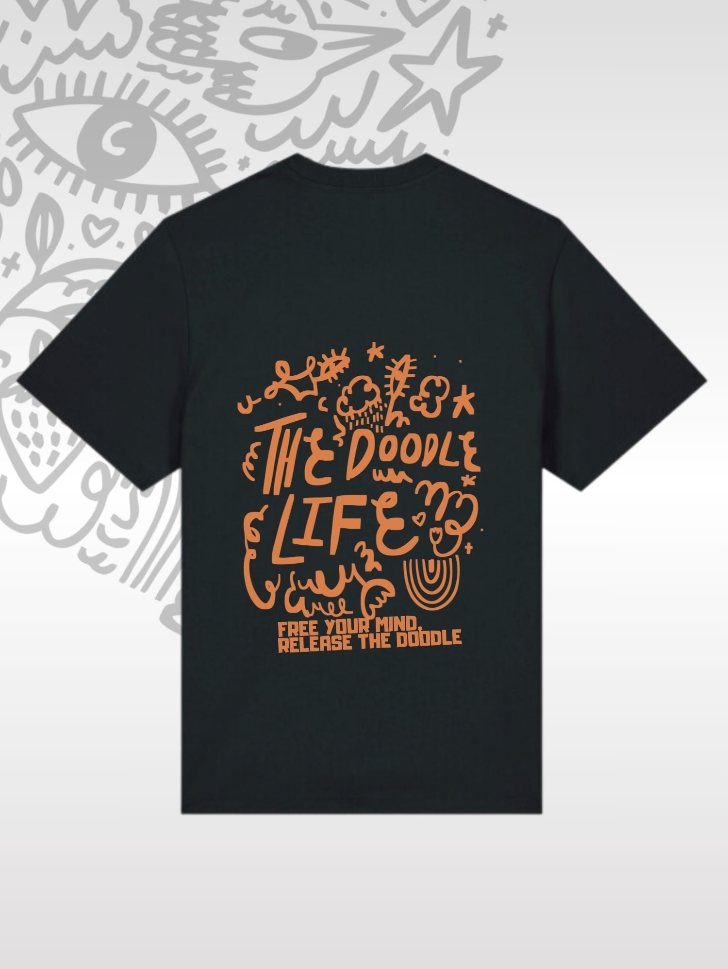 Tee Black Orange Doodle Life